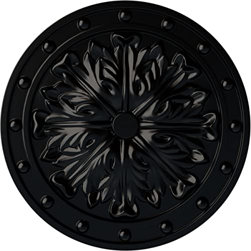 Ekena Millwork CM20FOBLF Foster Acanthus Leaf Ceiling Medallion, Jet Black