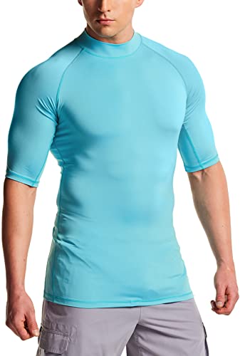 TSLA Men's Short Sleeve Swim Shirt, UPF 50+ Rash Guard Quick Dry Lightweight UV Protection Top for Beach Pool Surfing MSR16-AQA M