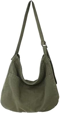 Canvas Shoulder Bags Large Hobo Crossbody Bags for Women Trendy Messenger Bag Multi Pocket Work Bags Hiking Travel Purse
