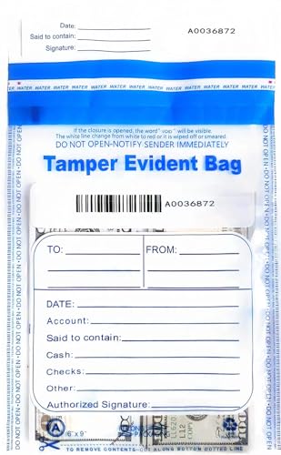 100Pcs 6"x9" Clear Plastic Bank Deposit Bag - Tamper Evident Security Bags -Transparent Cash Money Bags with High Level Security Seal