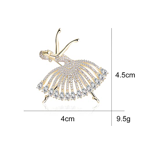 Dancing Girl Brooch Pin Corsage, Sweater Dress Shawl Cute Jewelry Accessory Decor for Birthday Party Christmas Gift (Gold)2