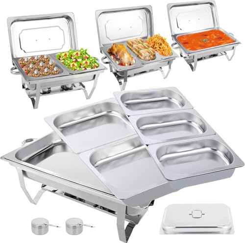El Mejor Listado de Calentadores de comida . 44 Bufetera Servidor, Juego Platos para Bufé de Acero Inoxidable, 11L Calentador De Buffetera Alimentos, Bufetera Servidor, Calentador de Alimentos de Restaurante, para Buffets,...