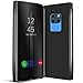 Produktbild Conie MF9067 Mirror Flip Kompatibel mit Huawei Mate 20, Mirror Case Hülle Standfunktion Spiegel Effekt Flip Cover One Touch Bedienung für Mate 20 Bookcover Schwarz