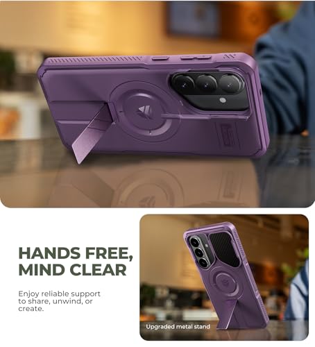 Image of Dexnor for Samsung Galaxy S26 Plus Case with Camera Cover & Adjustable Kickstand & Screen Protector, Compatible with MagSafe, Rugged Shockproof Bumper Cases Magnetic Protective Cover(2026),6.7 inch,Purple