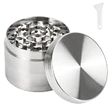 anyts Grinder Crusher Edelstahl 4-teiliger & Pollen Scraper Set 55mm– Kräutermühle für Tabak, Gewürze, Kräuter, Kaffee (Silber)