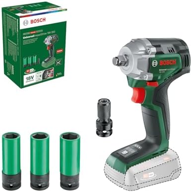 Bosch Akku-Drehschlagschrauber UniversalImpactDrive 18V-350 (kraftvolles Schrauben und Befestigen im Bauwesen; max. Drehmoment: 350 Nm; Sechskantadapter; Mutternschlüsselsatz; ohne