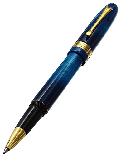 Xezo Phantom Stardust Fine Rollerball Brass Pen, Individually Numbered, Screw-On Cap, 18-Karat Gold Plated (Phantom 500 Star Dust R), Blue, Gold, Black #TOP1