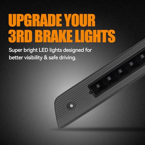 Image of Third 3rd Brake Light LED for 2005-2010 Jeep Grand Cherokee, High Mount Rear Brake Lights Assembly for 05-10 Grand Cherokee, Waterproof Center Cab Lamp Stop Light (Black)