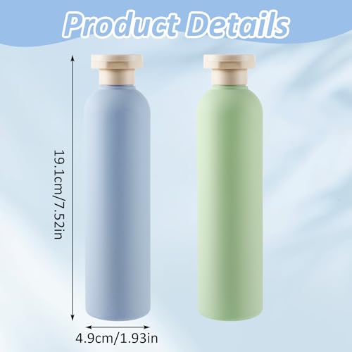 TIESOME Silikonowe butelki podróżne, 260 ml, 2 sztuki, szczelne, do wielokrotnego napełniania, zestaw przyborów toaletowych, szamponu, kremu, balsamu, gadżetów podróżnych