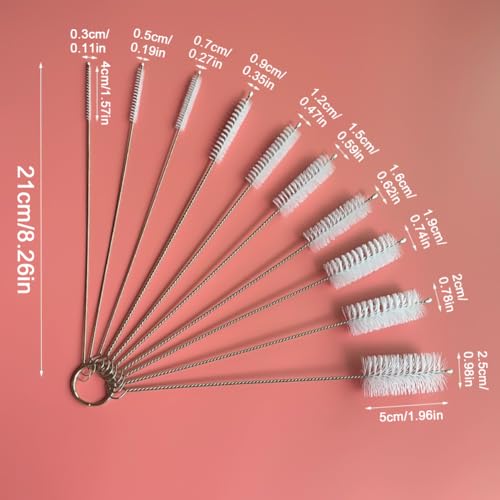 Miniatura 2 de Juego De 10 Cepillos Limpiadores De Nylon Para Tubos, Ideal Para Botellas Y Tazas De Cuello Estrecho, Color: Blanco