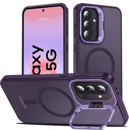 Image of DIZORO Samsung Galaxy A57 Case Compatible with Wireless Charging, with Camera Stand, Military Grade Drop Tested,Translucent Hard Back Soft Edge Back Cover - Deep