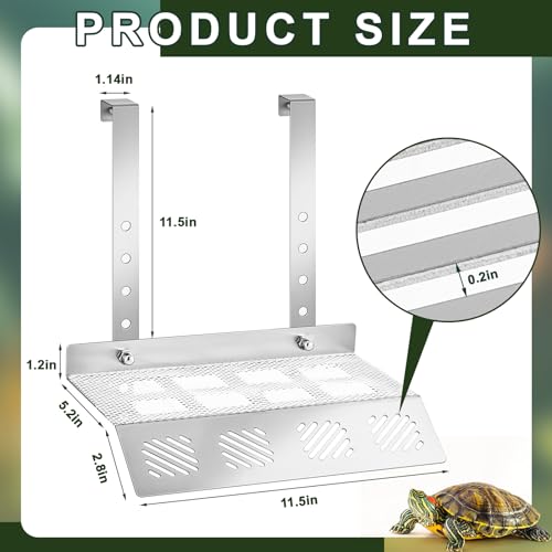 FoldTier 8" x 11.5" Hanging Turtle Basking Platform for 20-40 Gallon Tank Stainless Steel Hanging Turtle Ramps, Aquatic Reptile Ramp Dock, Terrace, Tank Accessories - Thumbnail 2
