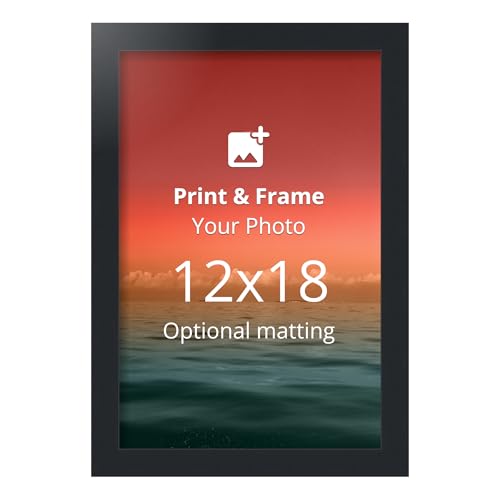 ArtToFrames 12x18 Custom Picture Poster Frame with HD Photo Print and Optional Mat with 8x14 Opening, Framed in 1.25" Modern Flat Frame, Handcafted in the USA