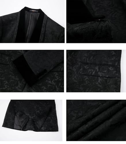 Jacquard Suit for Men 3 Piece Regular Fit Suit Floral Pattern Blazer Jacket Vest Pants Men Suit Set for Wedding Prom3
