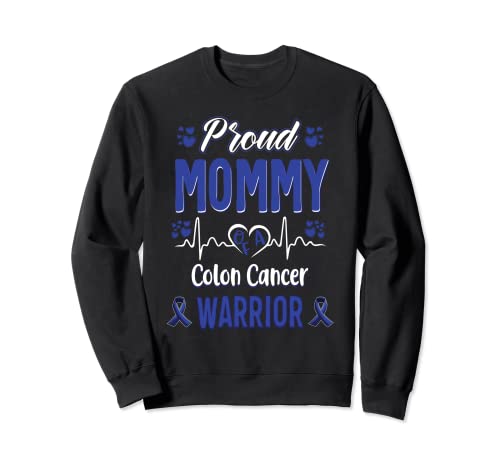 proud Mommy Colon cancer warrior awareness ribbon Blue Sudadera