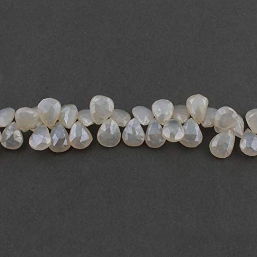 BEADS GEMSTONE 1 Strand Natural Silverite Chalceny Faceted Pear Drop Briolettes - Natural Silverite Beads 13mmx11mm-15mmx11mm 8.5 Inch Code-HIGH-14599