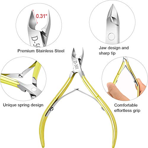 4 Packs Cuticle Nipper, Premium Stainless Steel Cuticle Trimmer for Manicure & Pedicure at Home/Spa/Salon[GOLD] - Thumbnail 3