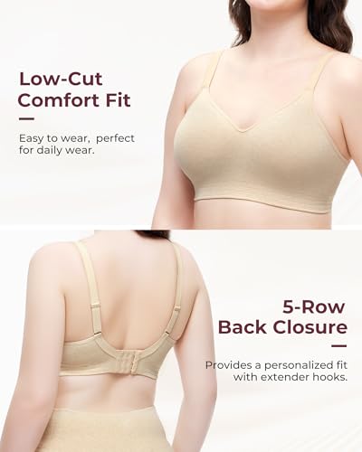 Image of Momcozy Seamless U.S. Cotton Wireless Padded Bras for Women