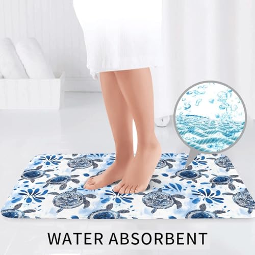 Tapis de bain lavable en machine ensemble 3 pièces bleu - 6