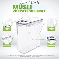 KICHLY Vorratsdosen (Set 2) -BPA freier Kunststoff Luftdichte Aufbewahrungsbehälter Aufbewahrungsbox Lebensmitteln Vorratsgläser zur Aufbewahrung von Nudeln Müsli,Mehl,Reis und für Futter Haustiere – Ansicht 4