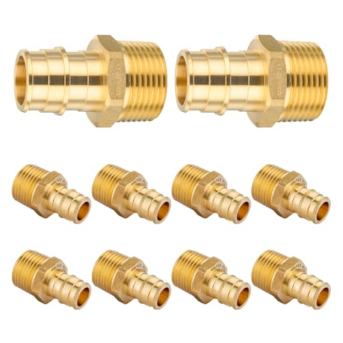 10-Pack HeSun PEX A Expansion Fitting, 1/2 Inch Male Thread Adapter,1/2" Male NPT x 1/2" Pex Expansion Adapter,ASTM F1960(PEX1960016) by HeSun - Used condition - US$26.24