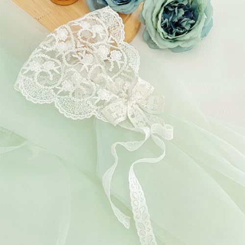 Baby Girls Lacy Bow Headband Soft Breathable Lace Hairband for Toddlers Infant Baptism Christening Beanie Cap3