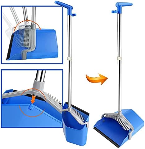 Masthome Broom and Dustpan Set, Long Handled Dustpan and Brush Sets, Household Dust Pan & Sweeping Brush Combo with 126cm Handle for Indoor Kitchen Office Lobby Sweeping