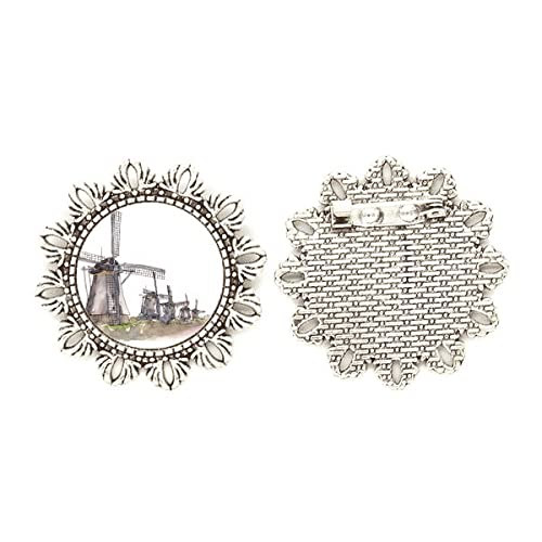 Broche de plata floral de Windll in Holand para chaquetas y vestidos