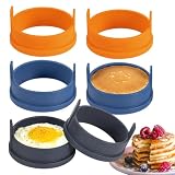 Webake Platinum Silicone Crumpet Rings 3.15 inch English Muffin Ring, Cookie Rings for Baking, Egg, BPA-Free, Set of 6