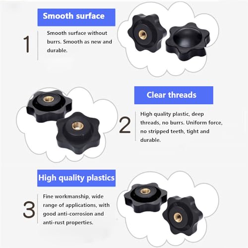 SHULLIN 20 Stück Sterngriffmutter M5 Klemmknopf Sterngriff Rändelmutter Schwarz Kunststoff Griffmuttern Rändelgriffmuttern M5 × 25mm Sternkopf für Mechanische Industrie Elektronischen Geräten