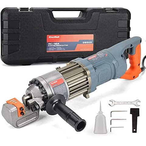 CENTALL 5/8" Electric Hydraulic Rebar Cutter 1-1.5s Cutting Speed Portable Rebar Cutter Cutting Rebar 4-16mm 1000w 120v/60hz RC16A (Grey + Orange) Cover