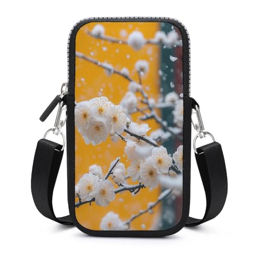 Plum Bossom Crossbody Mobile Phone Bag Smartphone Bag With Adjustable Strap