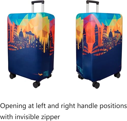 Image of TOURISTIANO Travel Luggage Cover with World Landmarks and Airplane DesignPrint - Teal | Elastic Stretchable Suitcase Protector | Anti-Scratch Dustproof Cover (World Landmark Print, Small)