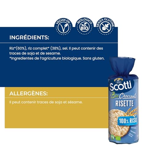 Riso Scotti - Riz 100% Risette - Galette de riz bio sans Gluten - remplace le pain, paquet de 150 g – vue 5