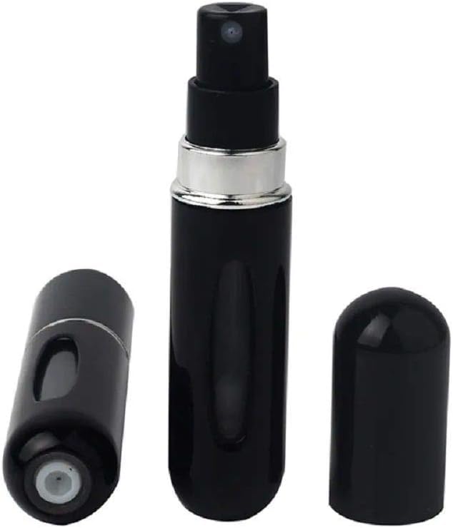Frasquinho Perfume, Frasco Perfume Recarregável, Amostra Perfume, Kit Viagem, Perfume Borrifador recarregavel, Mini Frasco Perfume (Preto)