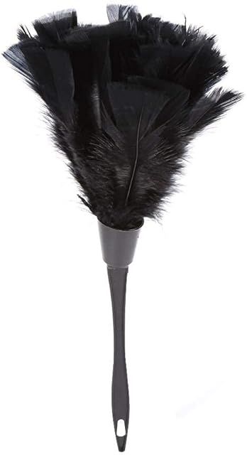 Turkey Feather Duster, Soft Turkey Feather Duster Brush With Black Handle Home Furniture Car Cleaning Tools (Black)