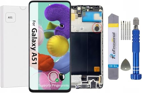 ItGo Full OLED Display für Samsung A51 A515 mit Fingerabdruck LCD Bildschirm Ersatz Touchscreen mit Werkzeug Schwarz mit Rahmen Hohe Qualität