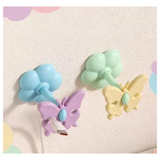 1 pc New Butterfly Cable Organizer Multifunctional Wire Holder Desktop Cord Storage Rack for Phone Charging Cable Computer Line Home Bedroom Living Room Organization(Yellow)