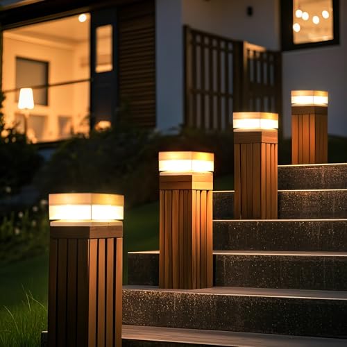 Solar Post Cap Lights,50 Lumem Brightness,2 Modes Warm White/Bright White Outdoor Fence Post Cap Light Garden Decor Lithium Battery Powered Lighting Fits for 4x4 5x5 Wooden Posts 4x4 5x5 Vinyl Posts