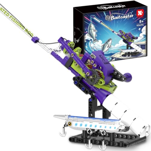 Fishing Rod Building Blocks Toy for Boys & Girls,Compatible with LEGO Fish Rod,STEM Mechanical Fishing Pole Building Set with Reel and Fish Bait, Creative Educational Toy Birthday Gift forKids, Adults