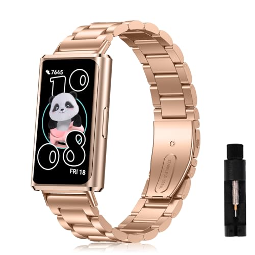 [AiMaoo] �o���h Huawei Band 11/11Pro �Ή� �����o���h �X�e�����X�� �����������t�� �r�W�l�X �ʋ� �j�����p �����x���g �R���p�`�u�� Huawei Band 11/11Pro (���[�Y�S�[���h)