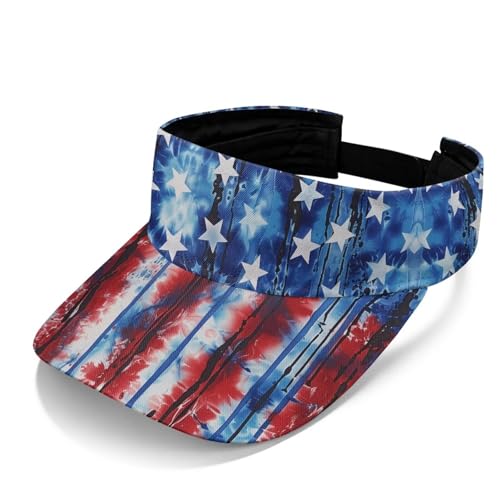 DISNIMO America 250th Anniversary Visor Hats for Men Packable Tie Dye America Flag Sun Visor Hat for Memorial Services, Fireworks Shows