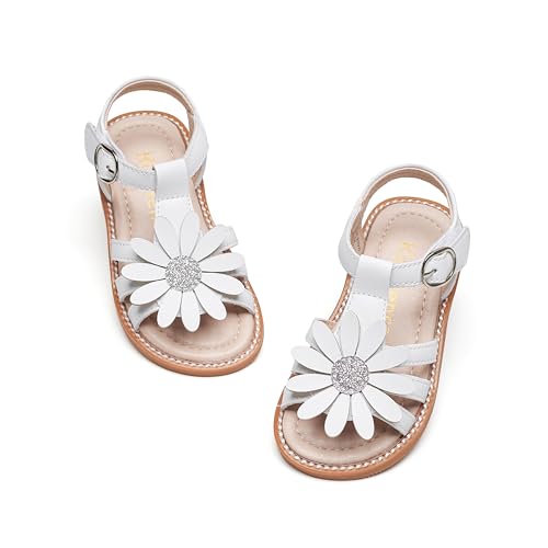 Kiderence Toddler Girls Sandals Little Girls Kids Summer Shoes Toddler White Sandals Size 11