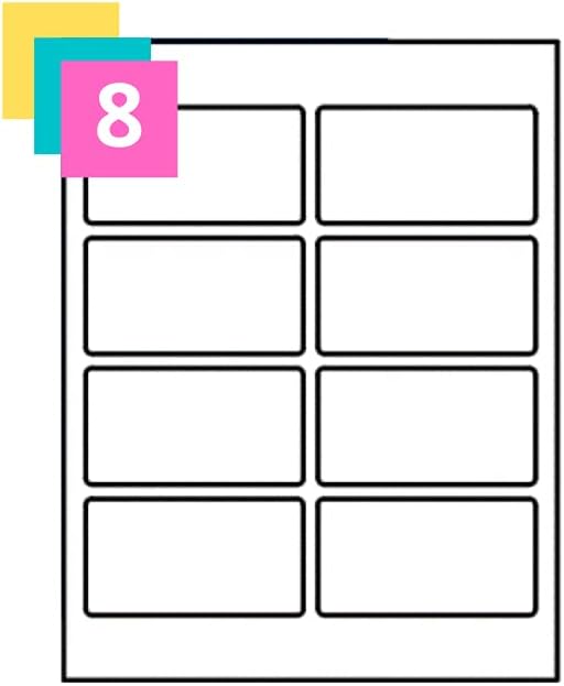 8 Per Sheet, 25 Sheets, A4 White Sticker Paper Labels, Self Adhesive Sticky Address Mailing Printer Labels Self Sticker Sheets, Laser/Inkjet Printing, 99.1mm x 67.7mm, 200 Labels