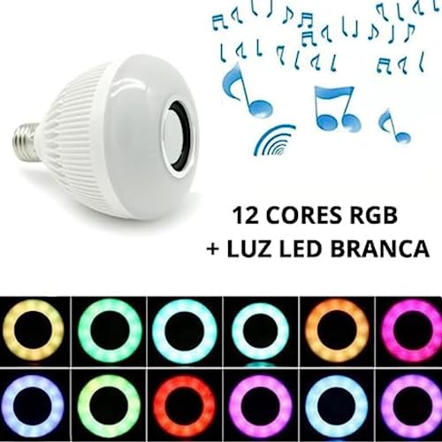 Lampada Musical Bulb Led Colorida RGB E Caixa De Som Via Bluetooth Com Controle Remoto Controla a In