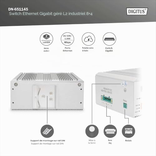 Digitus Commutateur Industriel Gigabit Ethernet L2 Managed 8 4 Ports - vue 4