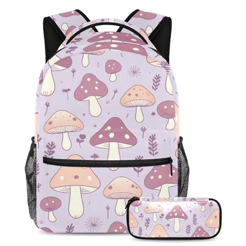 Sac à dos ado multicolore motif champignon pour le collège et les sorties