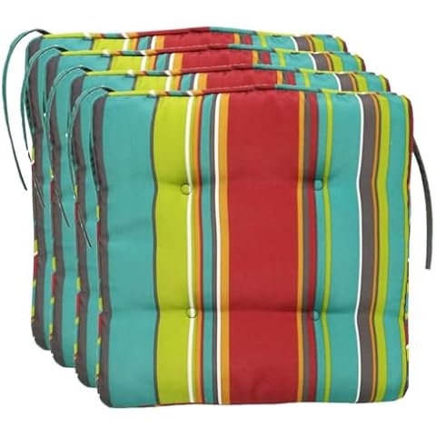 Jaysydd 4 Pack Outdoor Seat Cushions Square Patio Outdoor Furniture Cushions Removable Striped Pattern Dining Chair Cushions with Ties Chair Pads for Living Room Dining Outdoor Swing Cover