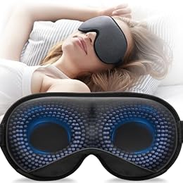 YFONG Weighted Sleep Mask, Women Men 3D Eye Mask Blocking Lights Sleeping Mask (4.2oz/120g), Pressure Relief Night Sleep Eye Mask with Adjustable Strap, Eye Cover Blindfold for Travel Nap Yoga, Gray