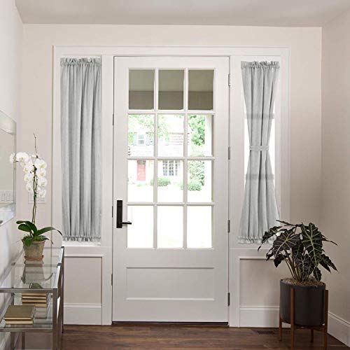 H.VERSAILTEX Linen French Door Curtains Semi Sheer Light Reducing Privacy Doors Window Cover with Tieback | Rod Pocket 1 Panel Door Shades for Glass Living Room Doorways,25" W x 72" L,Grey by H.VERSAILTEX - Used condition - US$13.84